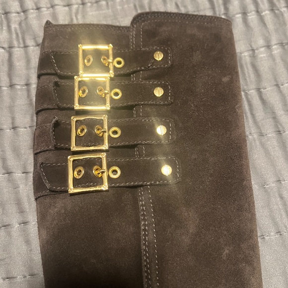 Tory Burch brown suede tall motorcycle boots size 6 - Picture 4 of 10